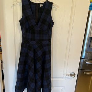 RETROLICIOUS VTG LOOK Blue Plaid Dress Semi Full Skirt 50s PinUp Rockabilly